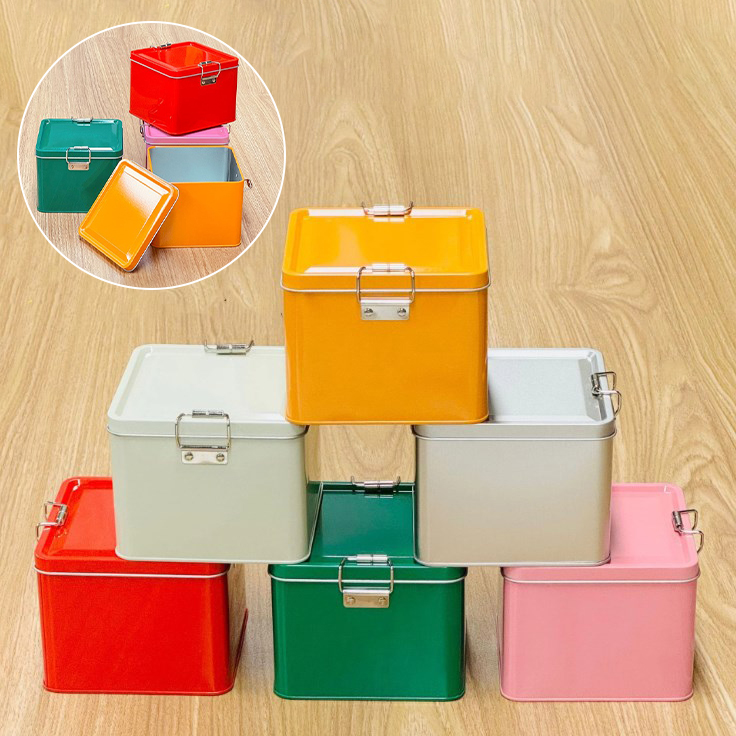 Tin Container Lid - Квадратная жестяная коробка для печенья с